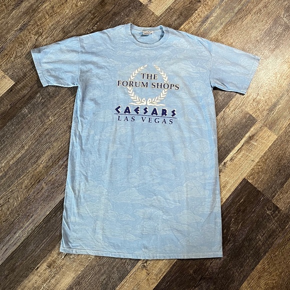 Vintage Caesars Palace Shirt OSFA Night Shirt 90's Las Vegas Casino Tee Blue - Picture 1 of 3